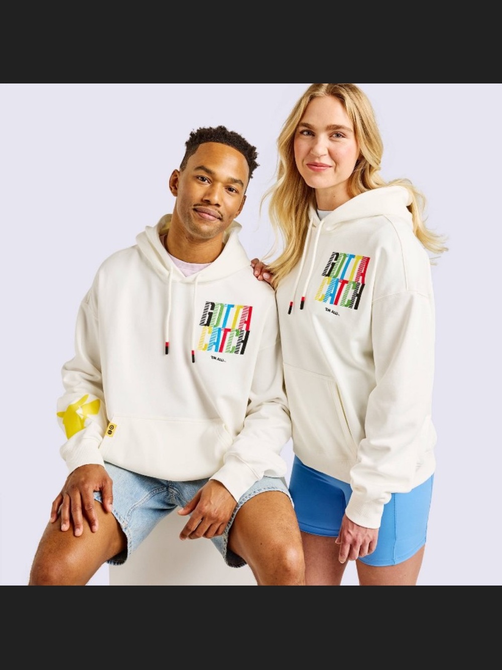Pokemon White Hoodie with Yellow Accents - Gotta Catch 'Em All Text - Picture 12 of 12